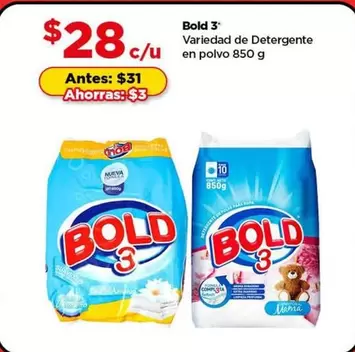 Oferta de Bold -  3 Variedad De Detergente En Polvo por $28 en Bodega Aurrera