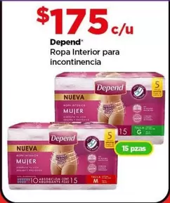 Oferta de Depend - Ropa Interior Para Incontinencia por $175 en Bodega Aurrera