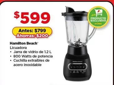 Oferta de Hamilton Beach - Licuadora por $599 en Bodega Aurrera