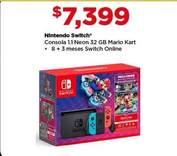 Oferta de 8 - Nintendo Switch - Consola 1.1 Neon 32 Gb Mario Kart por $7399 en Bodega Aurrera