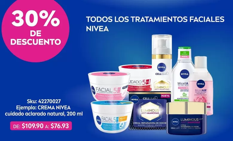 Oferta de Nivea - Todos Los Tratamientos Faciales por $76.93 en Woolworth