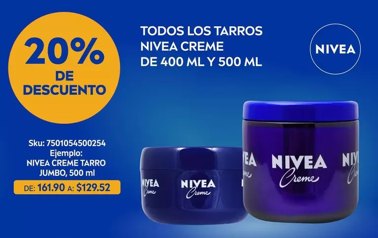 Oferta de Nivea - Todos Los Tarros Creme De 400 Ml Y 500 Ml en Woolworth