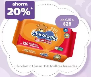 Oferta de Chicolastic - Classic 120 Toallitas Humedas por $28 en Farmacia San Pablo