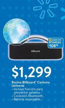 Oferta de Bocina Billboard' Carbono por $1299 en Walmart