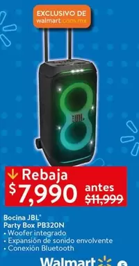 Oferta de JBL - Bocina Party Box Pb320n por $7990 en Walmart