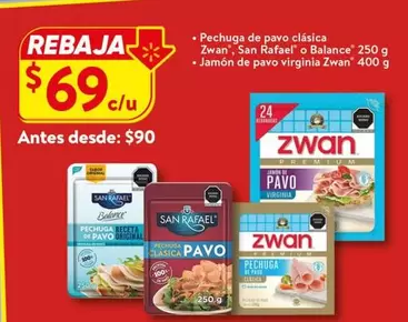 Oferta de Zwan - Pechuga De Pavo Clásica por $69 en Walmart