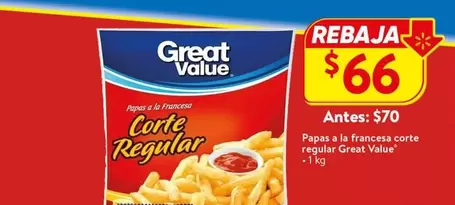 Oferta de Great Value - Papas A La Frances Corte Regular por $66 en Walmart