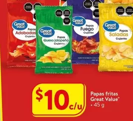 Oferta de Great Value - Papas Fritas por $10 en Walmart