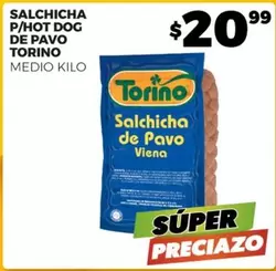 Oferta de Salchicha P/Hot Dog De Pavo por $20.99 en Merco