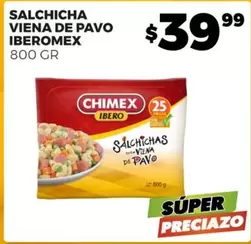 Oferta de Salchicha Viena De Pavo por $39.99 en Merco