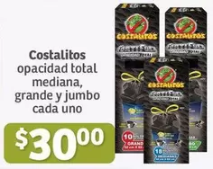 Oferta de Costalitos - Opacidad Total Mediana, Grande Y Jumbo Cada Uno por $30 en Soriana Híper