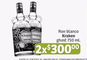 Oferta de Kraken - Ron Blanco Khost por $300 en Soriana Híper