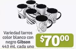 Oferta de Gibson - Variedad Tarros Color Blanco Con Negro por $70 en Soriana Híper