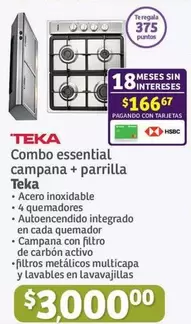 Oferta de Essential - Combo  Campana + Parrilla Teka por $3000 en Soriana Híper