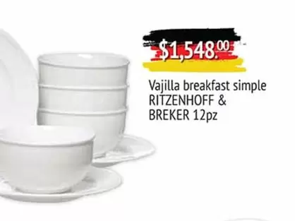 Oferta de Ritzenhoff & Breker - Vajilla Breakfast Simple por $1548 en Fresko