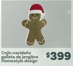 Oferta de Cojín Navideño Galleta De Jengibre Homestyle Design por $399 en Soriana Híper