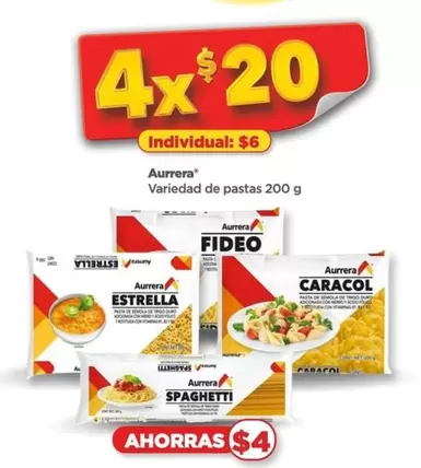 Oferta de Aurrera - Variedad De Pastas por $4 en Bodega Aurrera