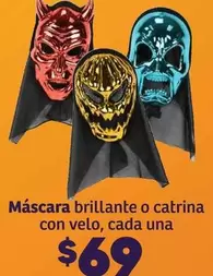 Oferta de Una - Máscara Brillante O Catrina Con Velo, Cada Una por $69 en Soriana Híper