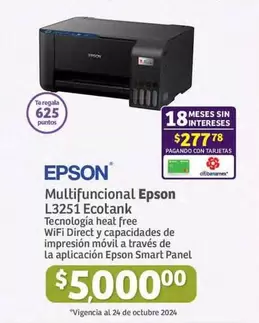 Oferta de Epson - Multifuncional Ecotank por $5000 en Soriana Híper