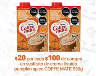 Oferta de Coffe Mate - En Sustituto De Crema Líquido Pumpkin Spice  en La Comer