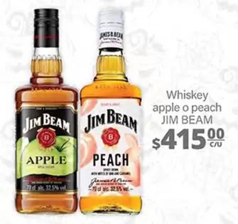 Oferta de Jim Beam - Whiskey Apple O Peach por $415 en La Comer