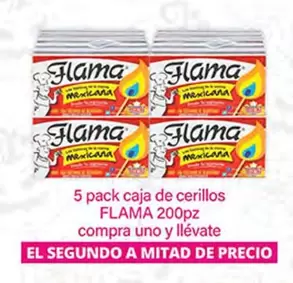 Oferta de Flama - 5 Pack Caja De Cerillos en La Comer