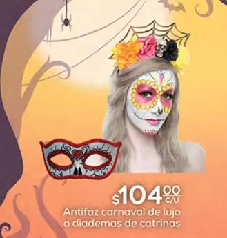 Oferta de Antifaz Carnaval De Lujo O Diademas De Catrinas por $104 en Fresko