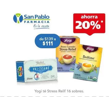 Oferta de Yogi - Té Stress Relif por $111 en Farmacia San Pablo