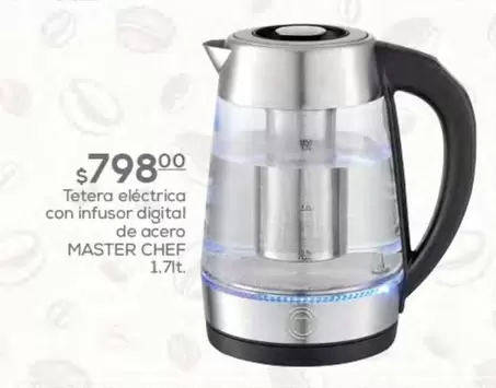 Oferta de Master  - Tetera Electrica Con Infusor Digital De Acero Chef por $798 en Fresko