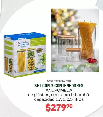 Oferta de Andromeda - Set Con 3 Contenedores por $279.9 en Del Sol