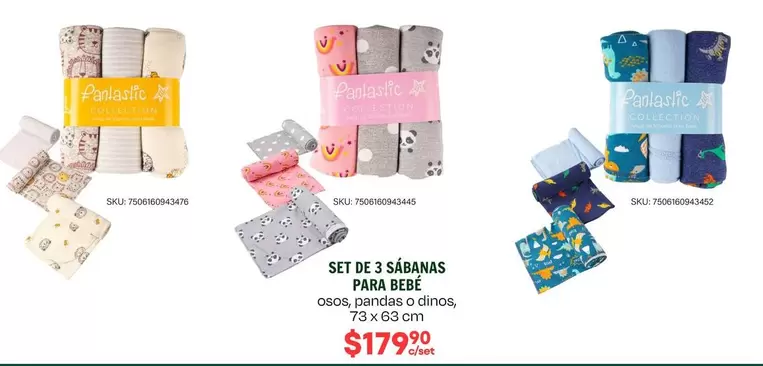 Oferta de Set De 3 Sábamas Para Bebe por $179.9 en Woolworth