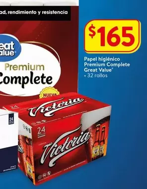 Oferta de Premium - Papel Higiénico Complete Great Value por $165 en Walmart