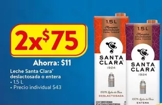 Oferta de Santa Clara - Leche Deslactosada O Entera por $43 en Walmart