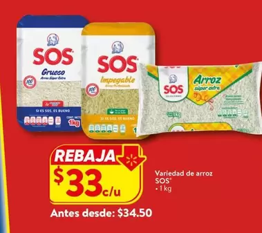 Oferta de SOS - Variedad De Arroz por $33 en Walmart