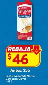 Oferta de Nestlé - Leche evaporada Carnation Clavel por $46 en Walmart