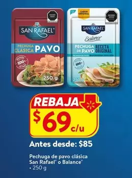 Oferta de San Rafael - Pechuga De Pavo Clásica , O Balance por $69 en Walmart