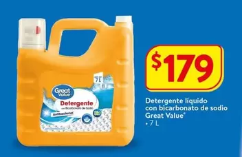 Oferta de Great Value - Detergente Líquido Con Bicarbonato De Sodio por $179 en Walmart