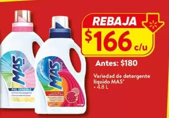 Oferta de MAS - Variedad De Detergente Líquido por $166 en Walmart