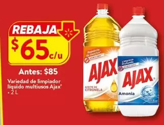 Oferta de Ajax - Limpiador Liquido Multiusos por $65 en Walmart