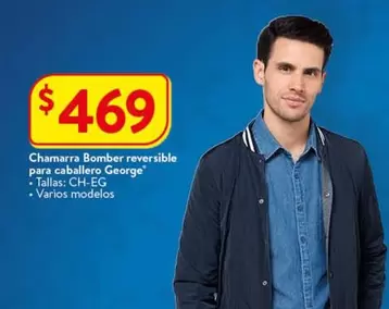 Oferta de Chamarra Bomber Reversible Para Caballero George por $469 en Walmart