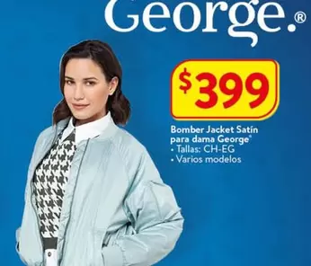 Oferta de Bomber Jacket Satin Para Dama George por $399 en Walmart