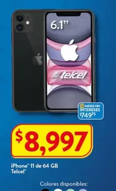 Oferta de Telcel - Iphone 11 De 64 Gb por $8997 en Walmart