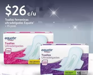 Oferta de Suave - Toallas Femeninas Ultradelgadas Equate en Walmart