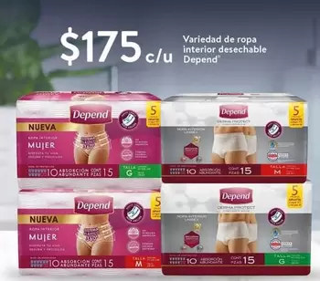 Oferta de Depend - Variedad De Ropa Interior Desechable por $175 en Walmart