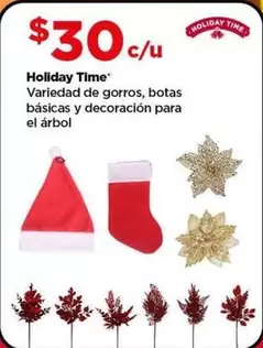 Oferta de Holiday Time -  Variedad De Gorros, Botas Básicas Y Decoracion Para El Árbol por $30 en Bodega Aurrera