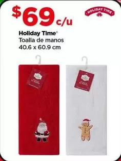 Oferta de Holiday Time - Toalla De Manos por $69 en Bodega Aurrera