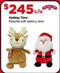 Oferta de Holiday Time -  Peluche Soft Santa Y Reno por $245 en Bodega Aurrera