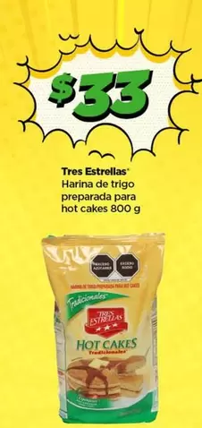 Oferta de Tres Estrellas - Harina De Trigo Preparada Para Hot Cakes por $33 en Bodega Aurrera