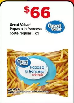 Oferta de Great Value - Graat Value Papas A La Francesa Corte Regular por $66 en Bodega Aurrera