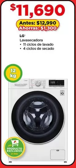 Oferta de LG - Lavasecadora por $11690 en Bodega Aurrera